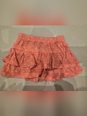 Limited Too Coral White Polka Dot Ruffle Skirt 3T